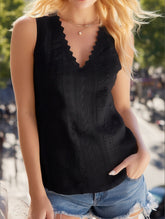 V-Neck Lace Sleeveless Solid Color Casual Tank Top ??Chic & Comfortable Essential